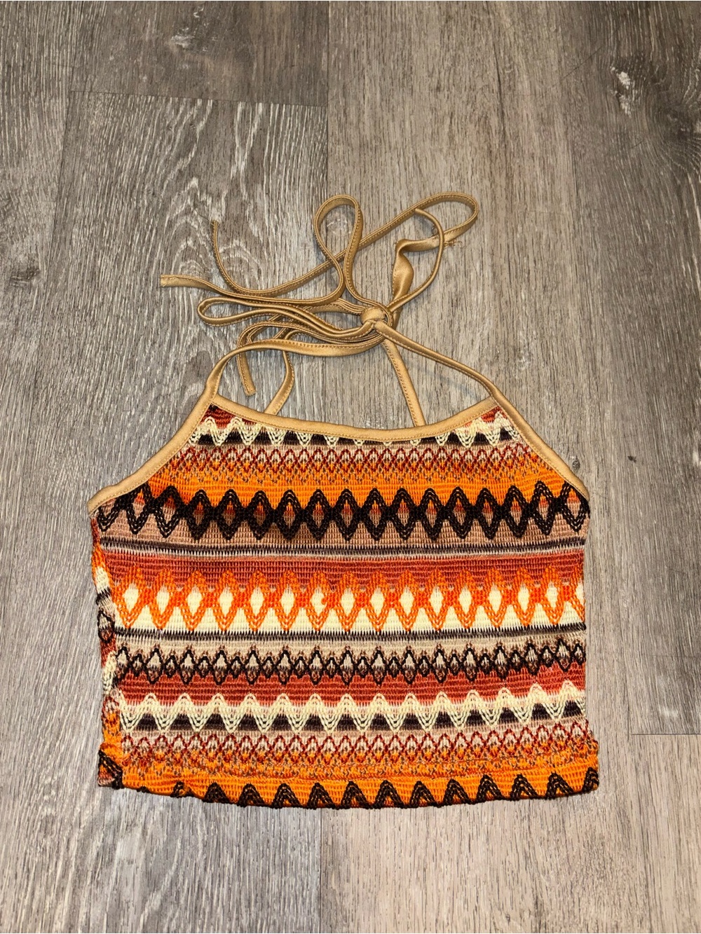 Shein Crochet Knit Halter Crop Top in Orange Multi - Women's Top